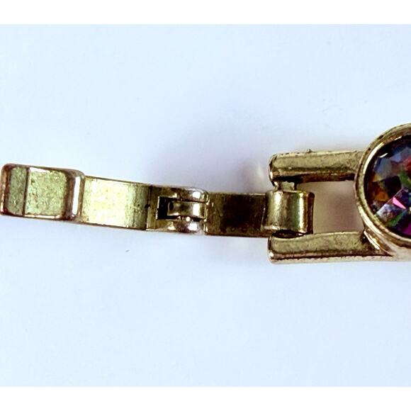 Heidi Daus AB Crystal Tennis Bracelet Gold Tone Rainbow Color Round Crystals 7” - Picture 6 of 9